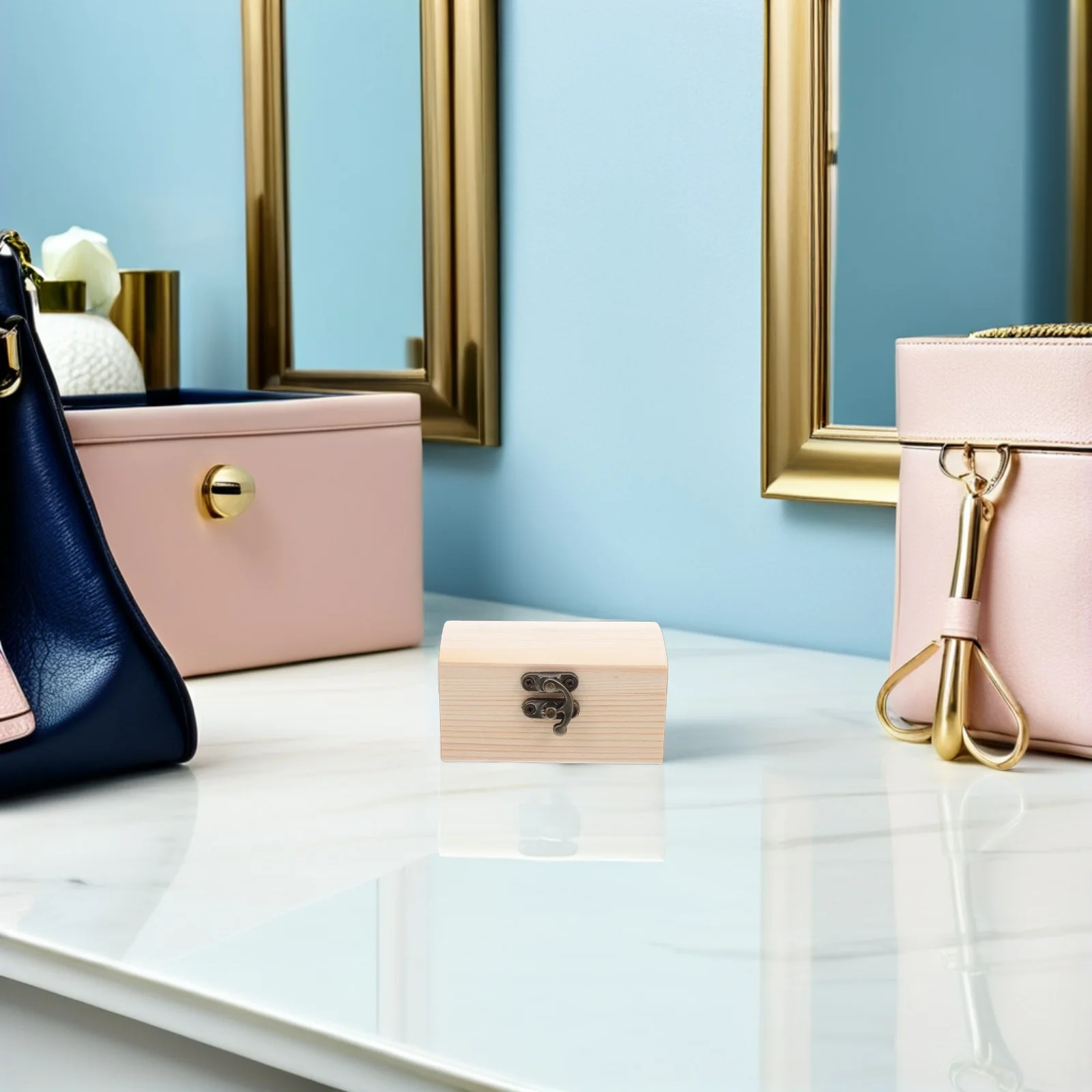 

6Pcs Small Wooden Treasure Box Unfinished Metal Lock Hinged Lid Mini Jewelry Storage Vintage Keepsake Box Small Treasure Chest