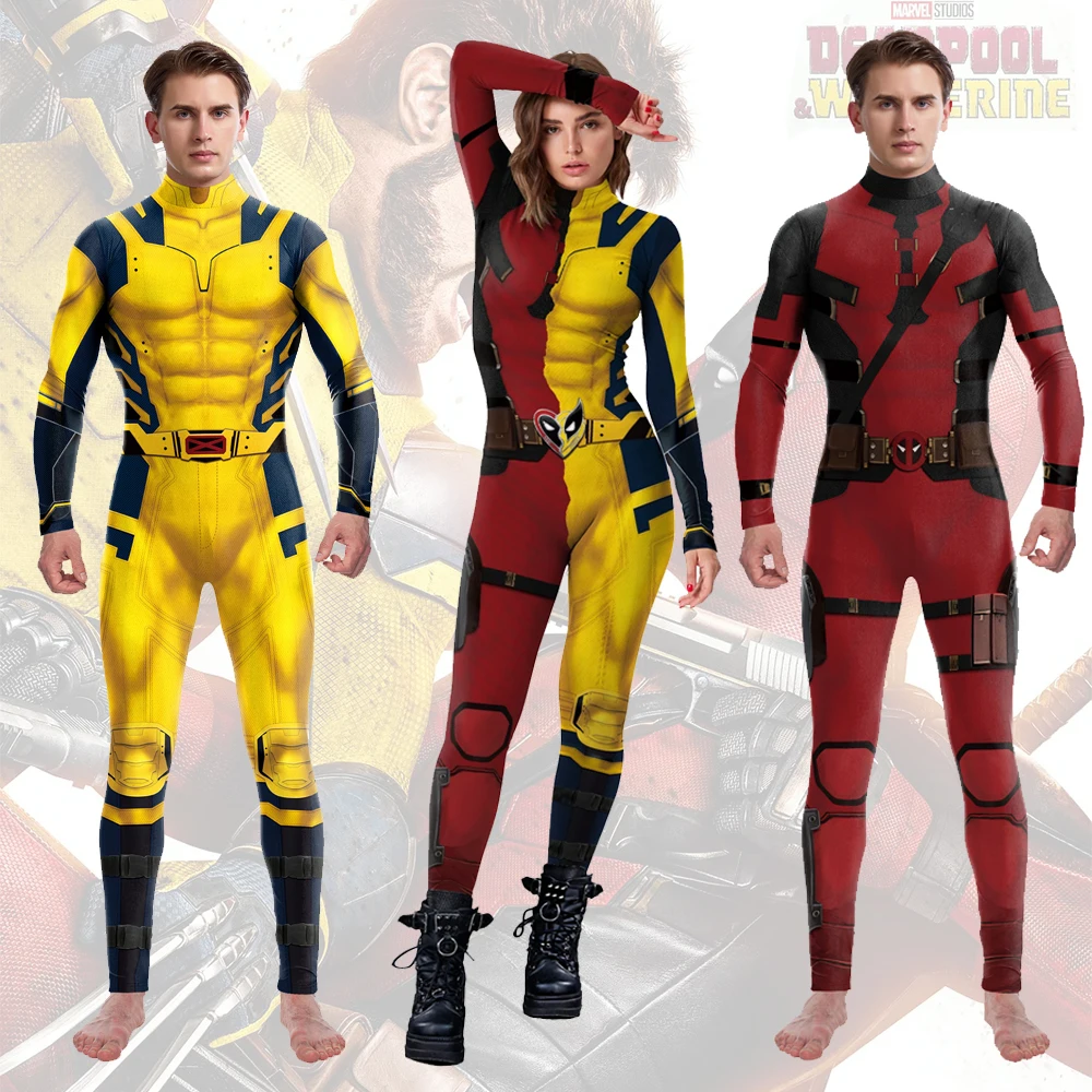 Anime Superheld Deadpool Wolverine Cosplay Kostuum Halloween Kostuum Volwassen Zentai Bodysuit Outfit Dead Jumpsuits Voor Mannen Vrouwen