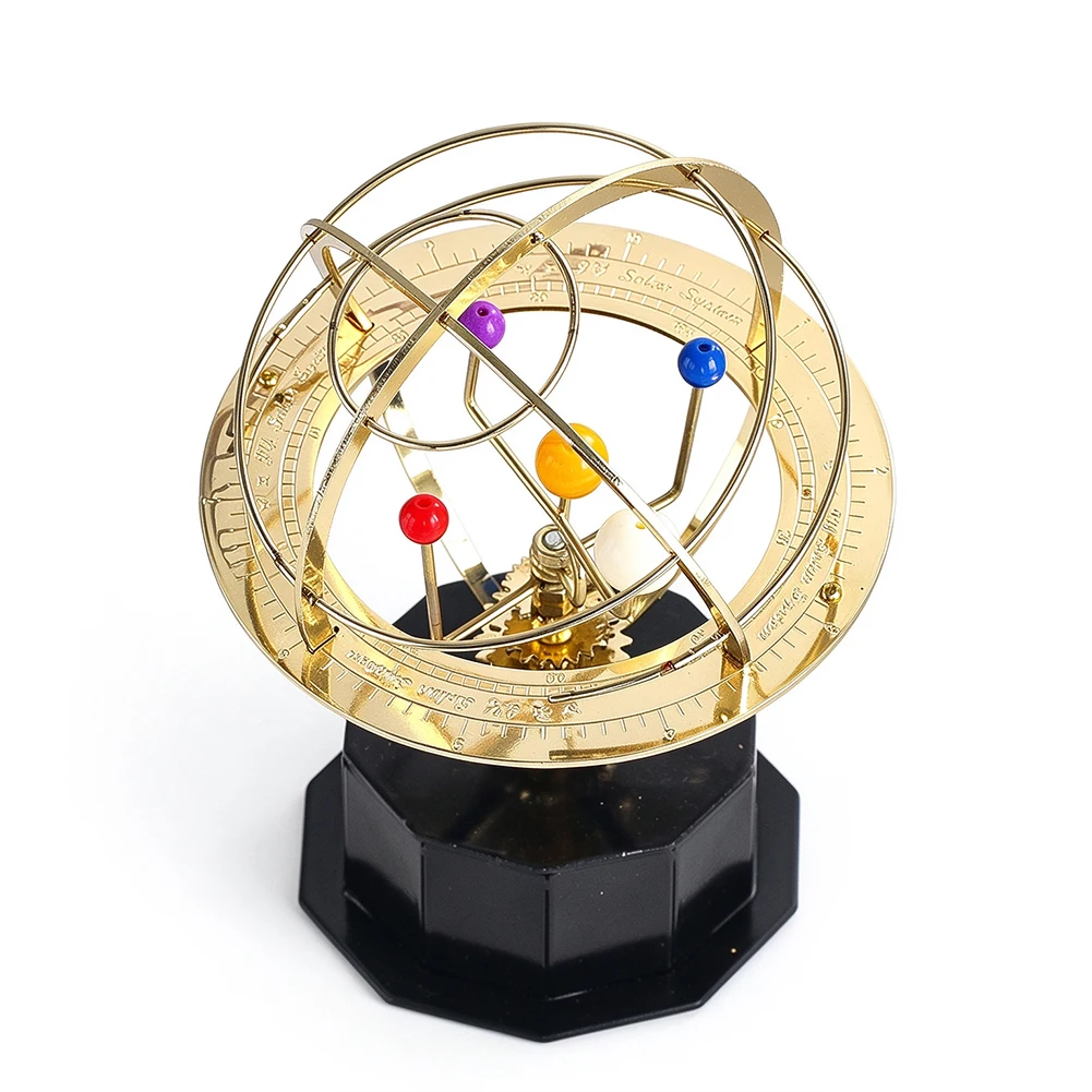 Solar System Planetarium Model 16cm 275g Brass Armillary Sphere Orrery 5 Planets Educational Astronomy Science Desk Decor Gift