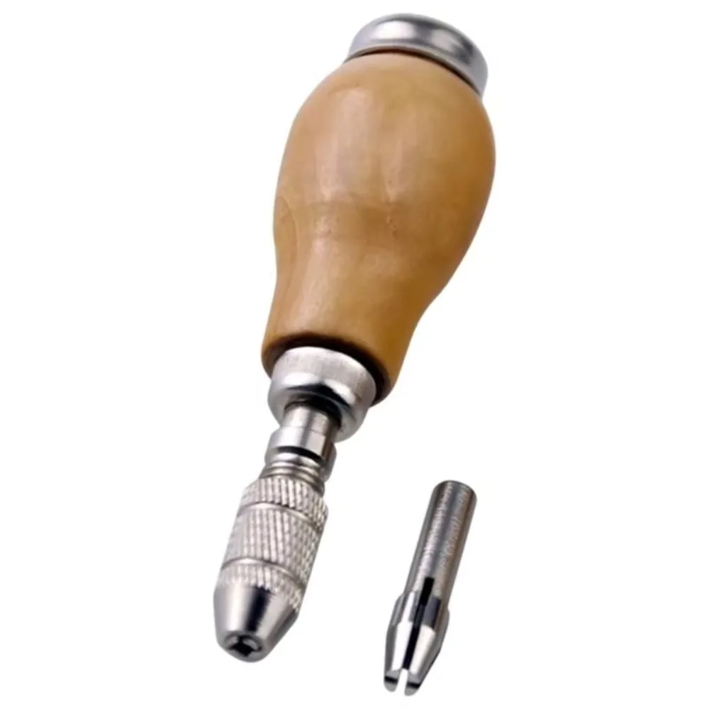 

Wooden Comfort Shape Handle Pin Vises Gourd Lock Twisting Wire Wrapping Jewelry Making Tool Durable Extra Collet
