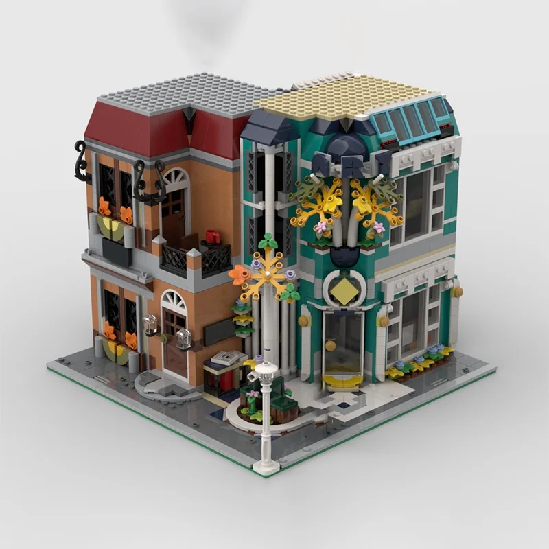 2045pcs MOC Berkenkunst Antieke Hoek Gemodulair Modelbouw Speelgoedblokken Architectuur DIY Idee Kerstcadeaus Onderwijs Baksteen
