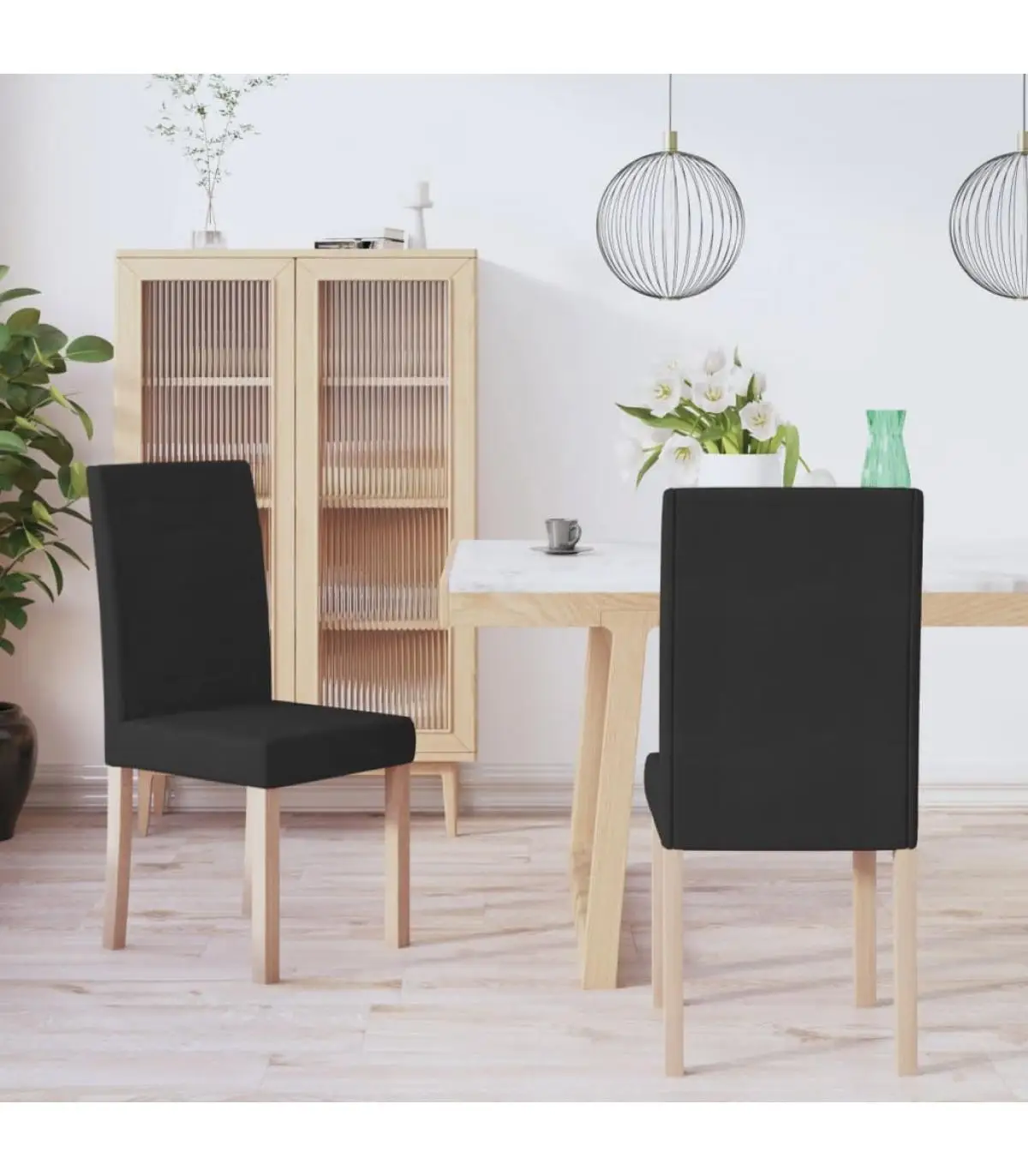 Dining chairs dining chairs 2 units black fabric