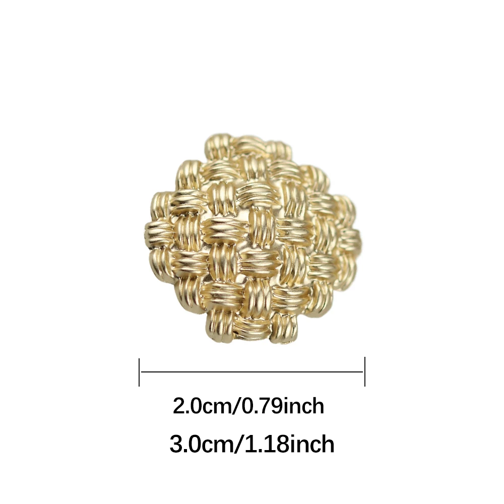 10pcs Vintage Woven Grid Square Metal Buttons for Coats/Suits/Blazers, 20/30mm, Gold, Classic Decorative Buttons Sewing Supplies