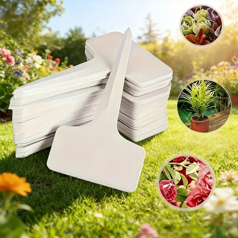 49 pcs White Garden Labels, White T-Shape Design for Indoor Potted Plants, Multipurpose, Versatile, Practical
