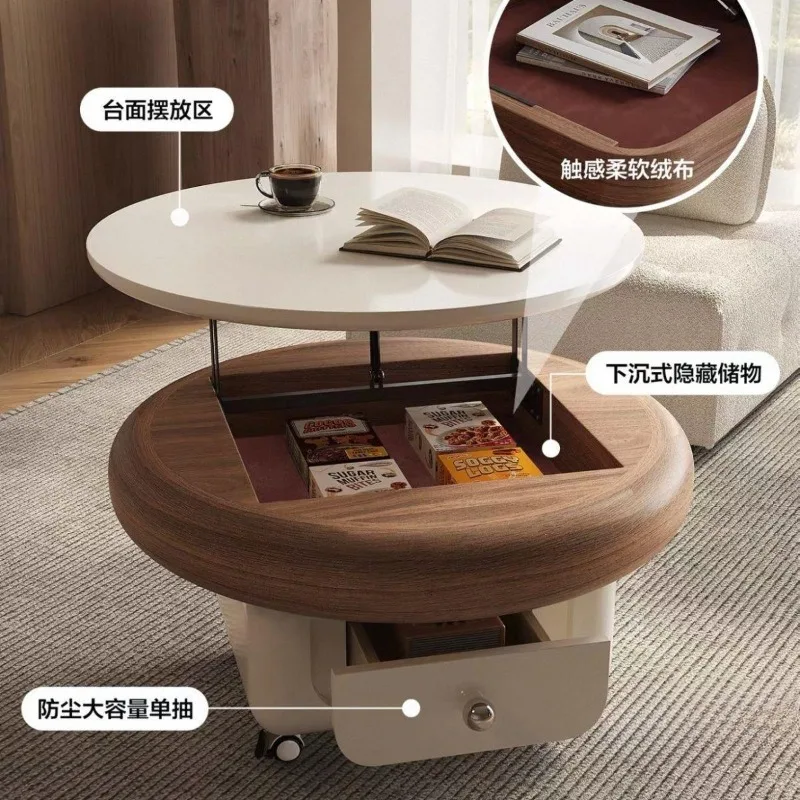 Movable storage belt wheel, small apartment cream wind liftable sofa
