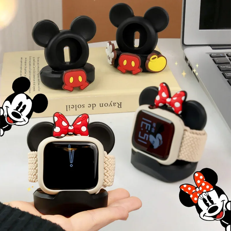 Disney Mickey Minnie Siliconen Oplader Standaard Voor Apple Watch 7 6 5 4 Iwatch 3 2 1 Opladen Dock Houder Schattige Keeper Beugel Basis
