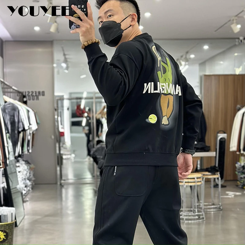 Cartoon Printing Hoodies Men\'s Trendy Brands Autumn Winter Handsome Pullover Long Sleeve Top Casual Couple Clothing Sweatshirts