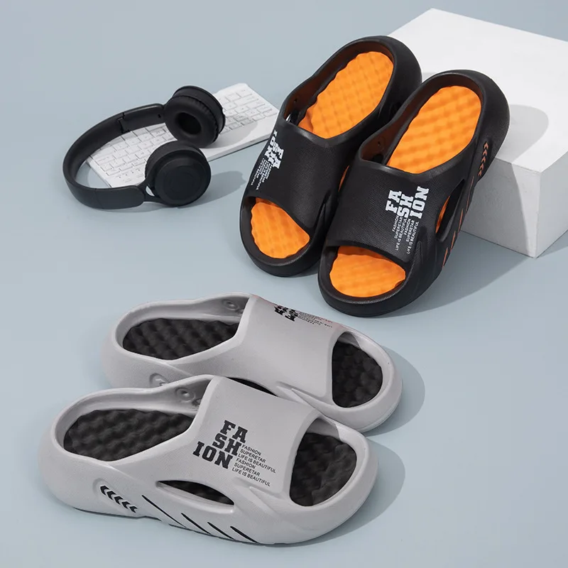 Summer Soft Sole Slides Men Flip-flops Men's Sandals Men Letter Print Slippers Sides Indoor Outdoor Sandals Beach Casual Shoes