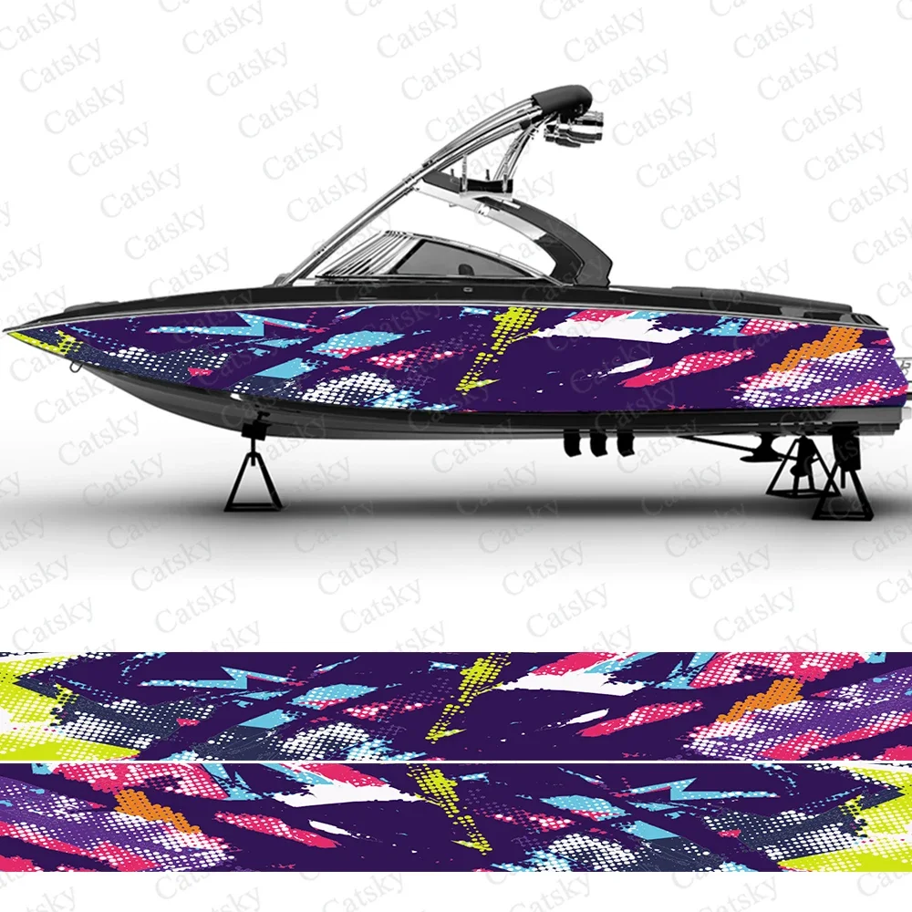Vector abstract irregular graphics Boat wrap sticker vinyl pontoon deck boat fishing decal design uniform vector abstract print