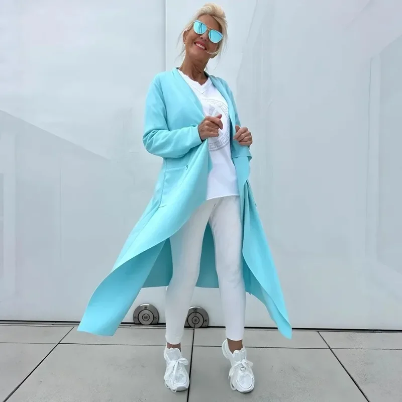 

Women's Cardigans Jackets Irregular Windbreakers Y2K Winter Solid Color Long Pleated Pocket Jacket for Women Long Coat Weatshirt