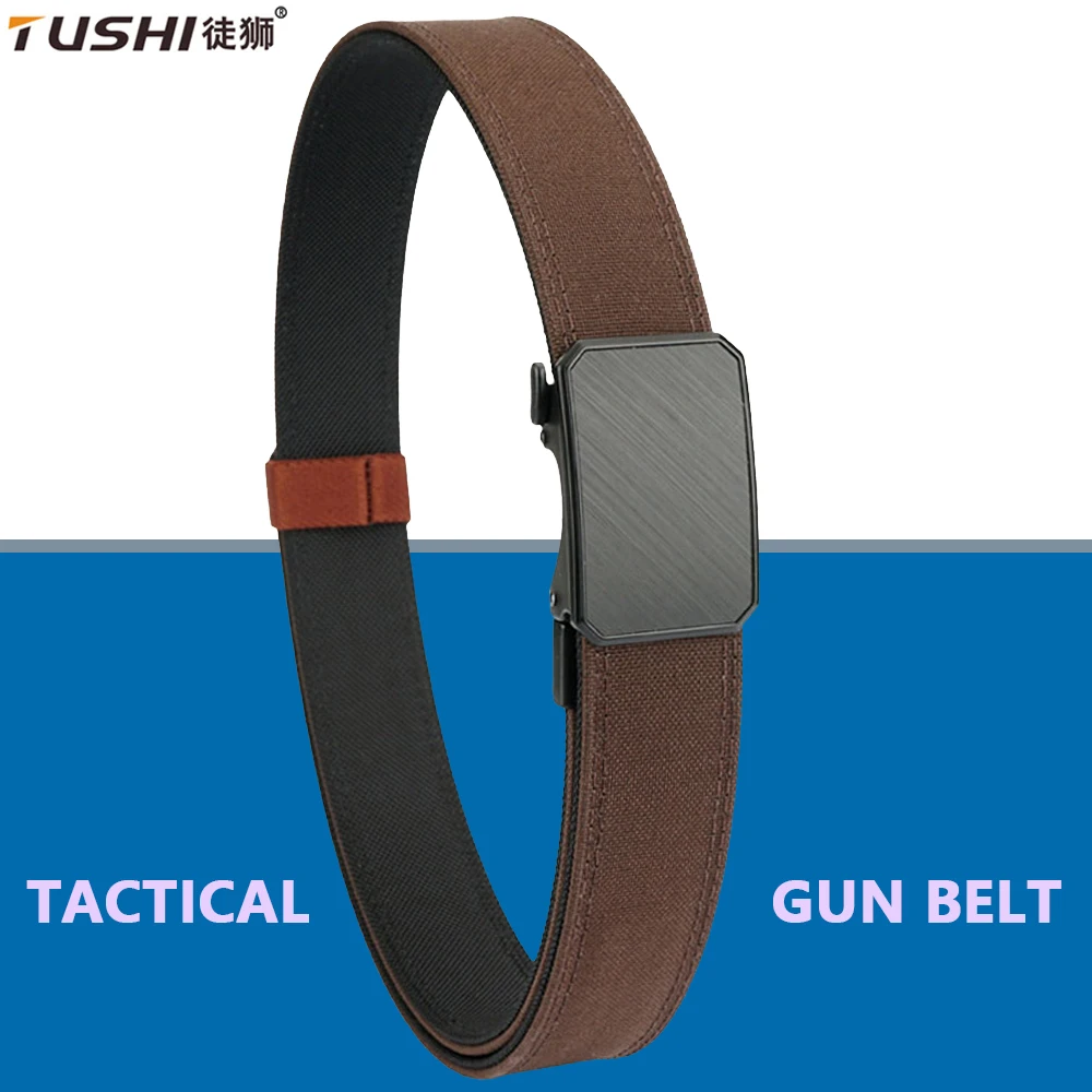 

TUSHI Hard Tactical Belt for Men Metal Buckle Quick Release Military Army Belt Sturdy Nylon Outdoor Casual Gun Belt Girdle Male