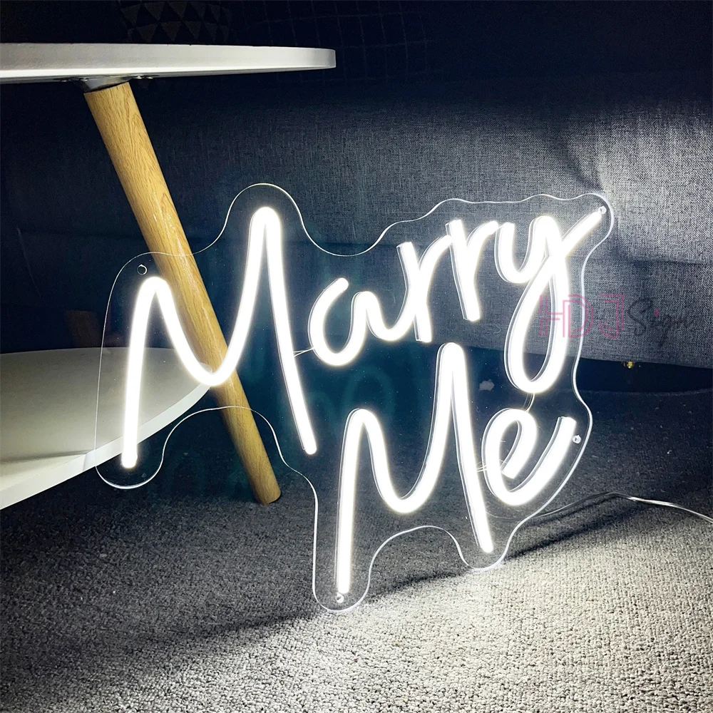 Wedding Decor Neon LED Sign Marry Me LED Neon Lights Aesthetic Room Decor Wall Haning LED Neon Sign For Proposal Engagement