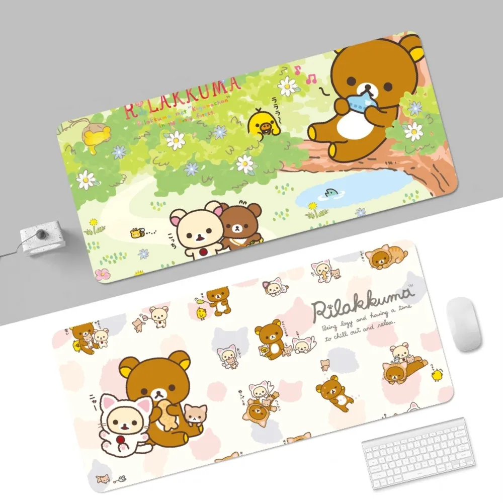 Cartoon Cute Rilakkuma 80x30cm XL Lockedge Desktop Desk Mat Kawaii Gaming Accessories Students Writing Pad