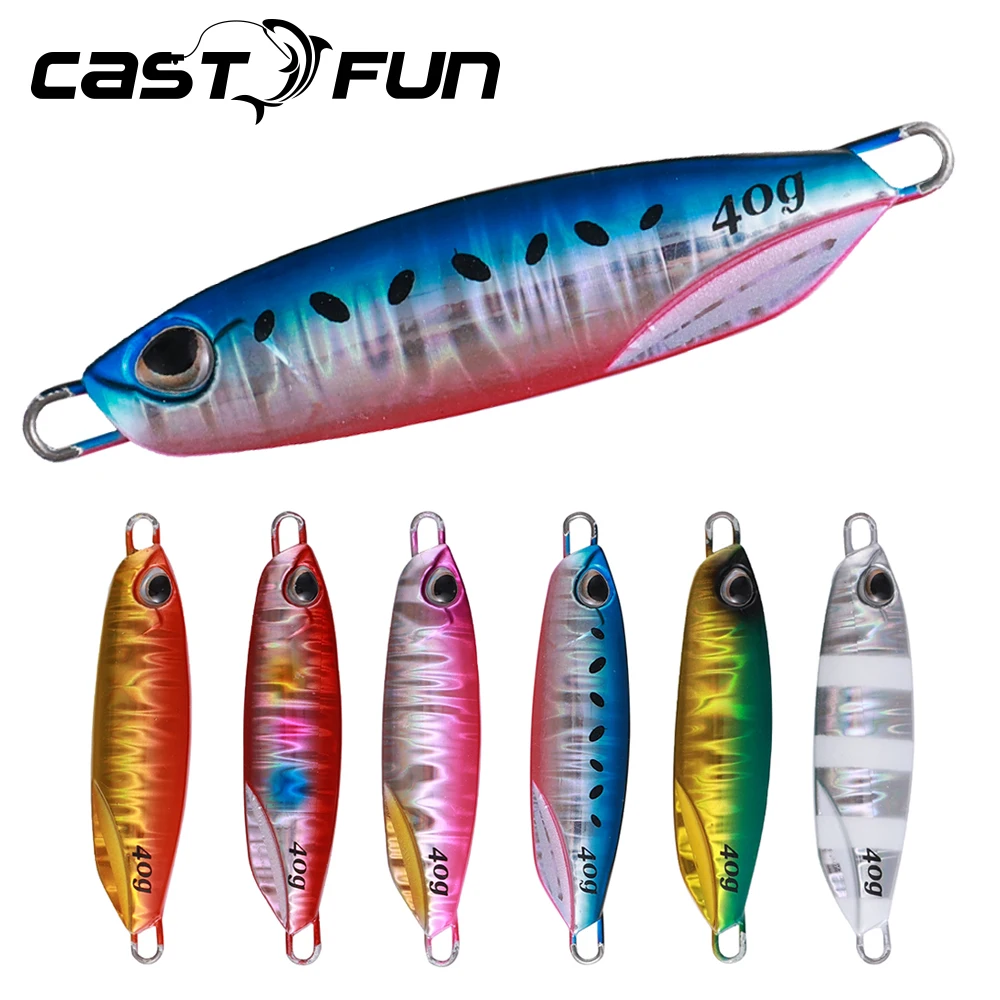 

CASTFUN Metal Cast Jig Spoon 20g 30g 40g 60g 80g Shore Jigging Lure Long Cast Metal Jigs Fishing Lure Artificial Bait Tackle