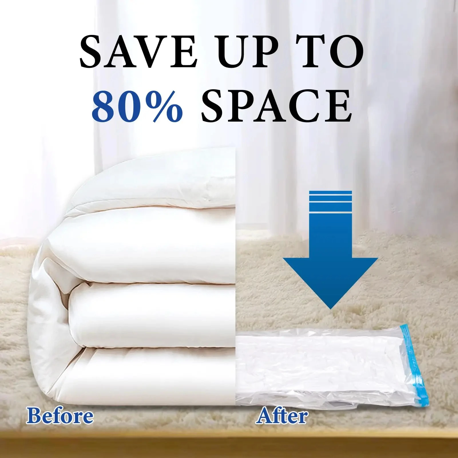 Vacuum Storage Bags, Space Saver Bags Compression for Comforters and Blankets, Sealer Clothes Travel Packing Organizer