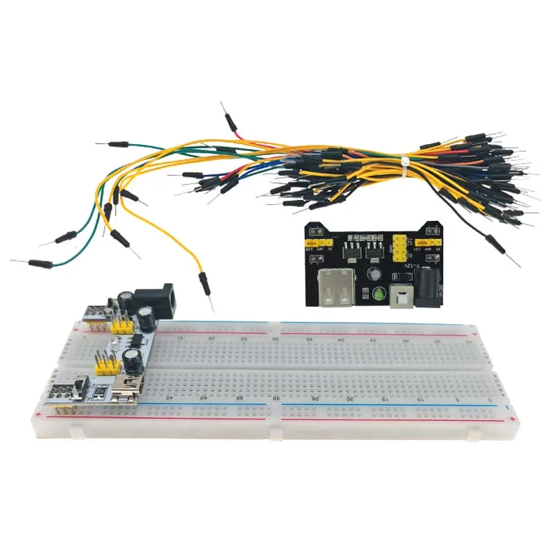 

3.3V/5V MB102 Breadboard power module+MB-102 830 points Prototype Bread board for arduino kit +65 jumper wires wholesale GOHJMY
