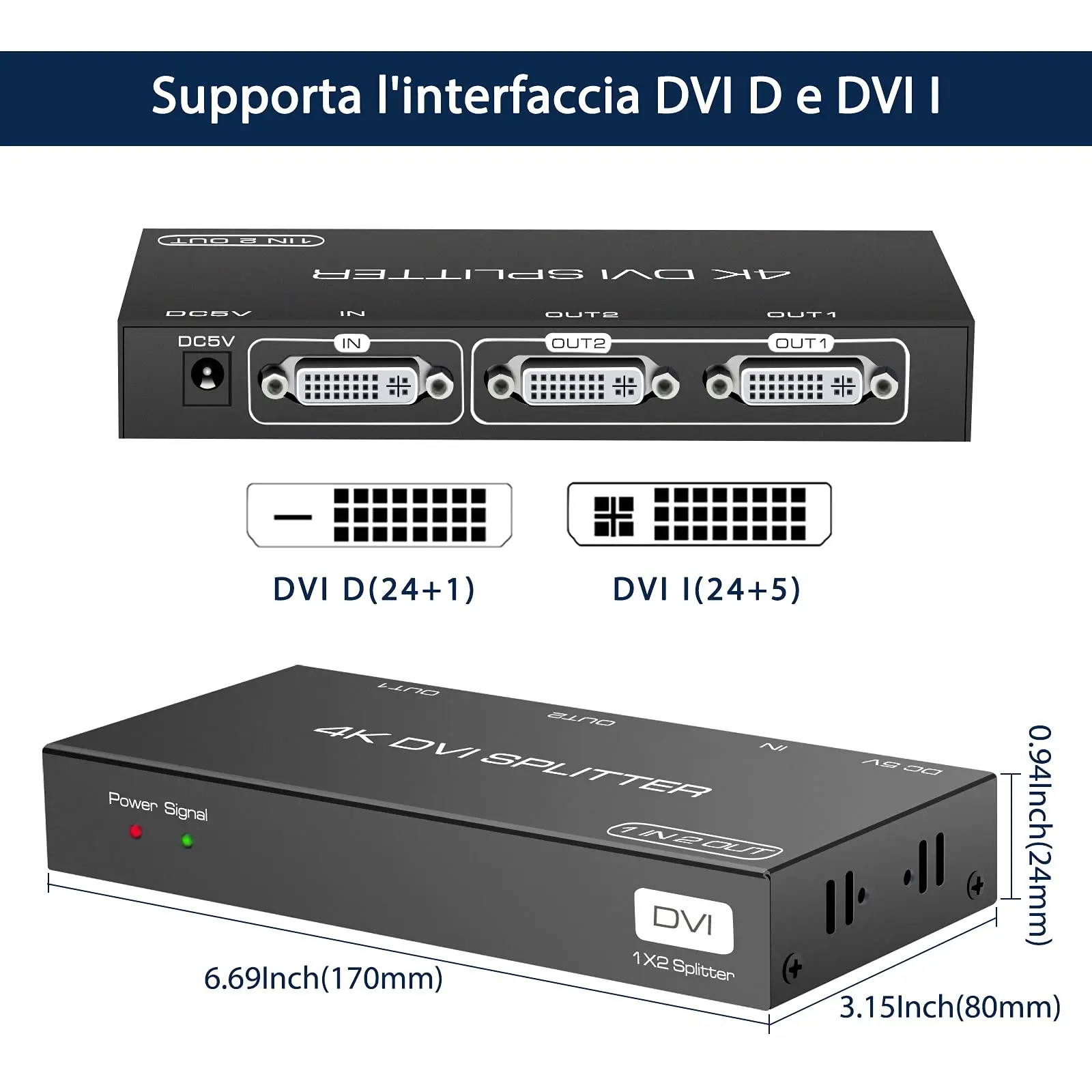 Imagem -05 - Divisor Dvi com Portas Adequado para pc Notebook Splitter Entrada Saídas Suporta 4k 30hz