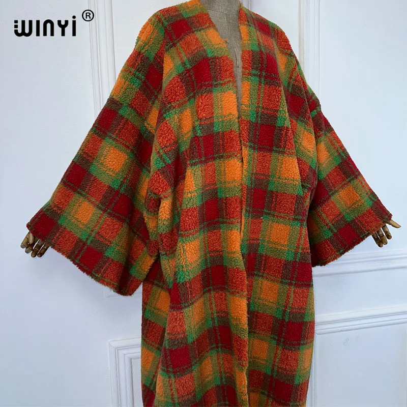 WINYI Africa womens loose coats winter Warm long down cardigan luxury clothes kimono abaya dubai luxur winter outfits for women