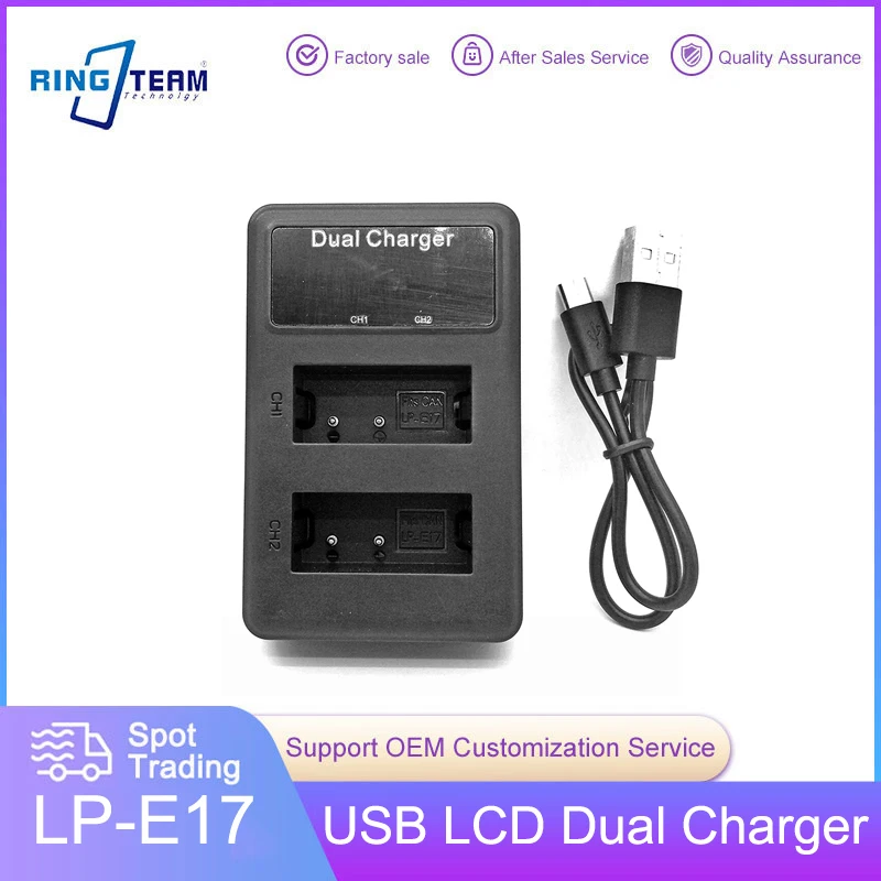 USB LCD Dual Charger for LP-E17 Fits Canon Digital Cameras EOS Rebel T6i 750D T6s 760D M3 M5 M6 T6s 8000D Kiss X8i 77D 200D
