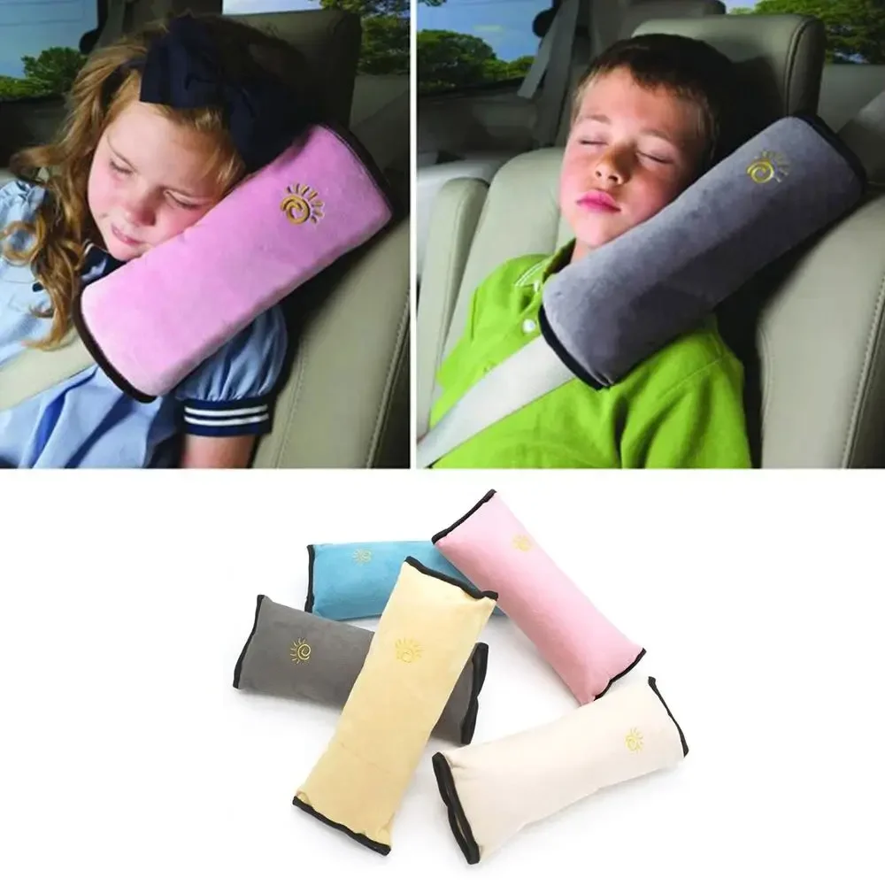 Kids Car Safety Strap Cover Harness Seat Belt Pad Cushion Car Headrest Suede Children Shoulder Pad Shoulder Pad Pillow