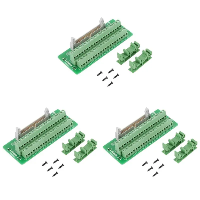 DT17 3X IDC40P 40Pin Connector Strip Breakout Board Terminal Block Plug for PLC DIN Rail Mount
