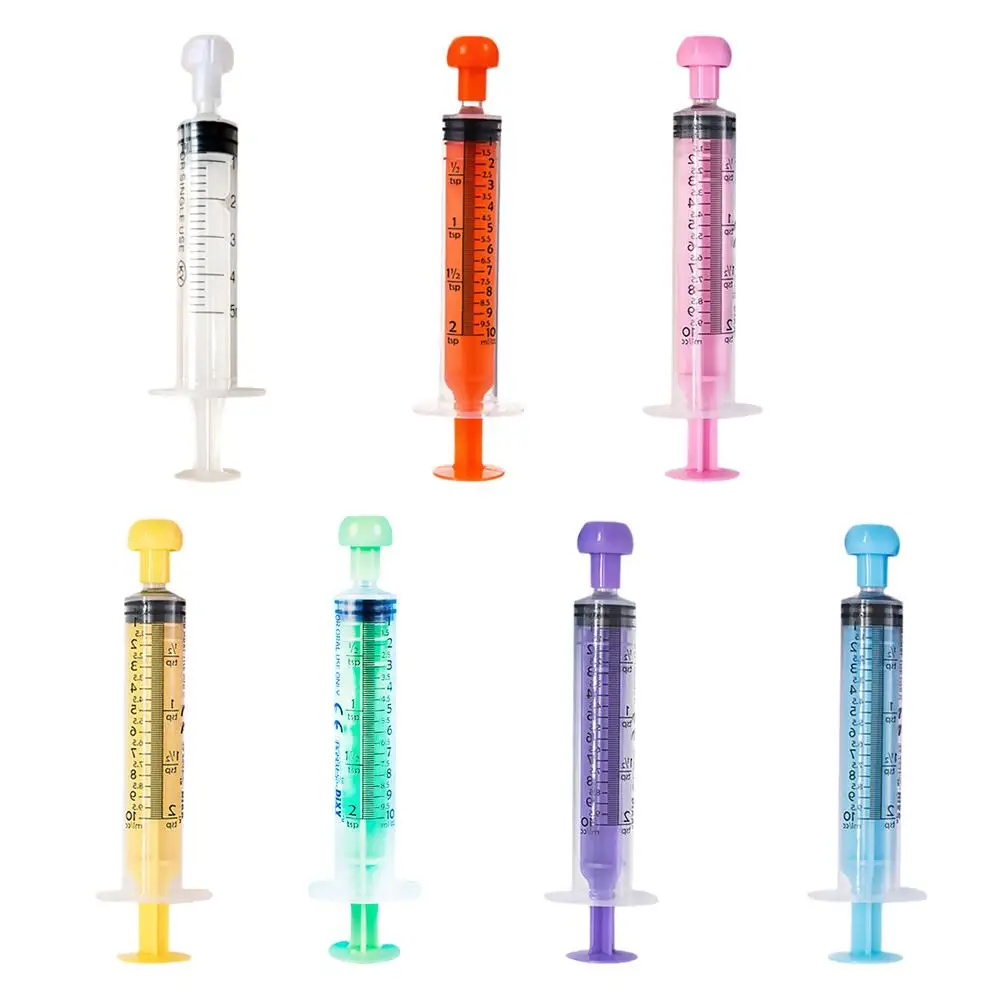 1Pcs 10ml Color Pet Animals Feeding Syringe Feeder Syringe Rubber Stopper Disposable Pump Measuring with Scale plastic cap ﻿