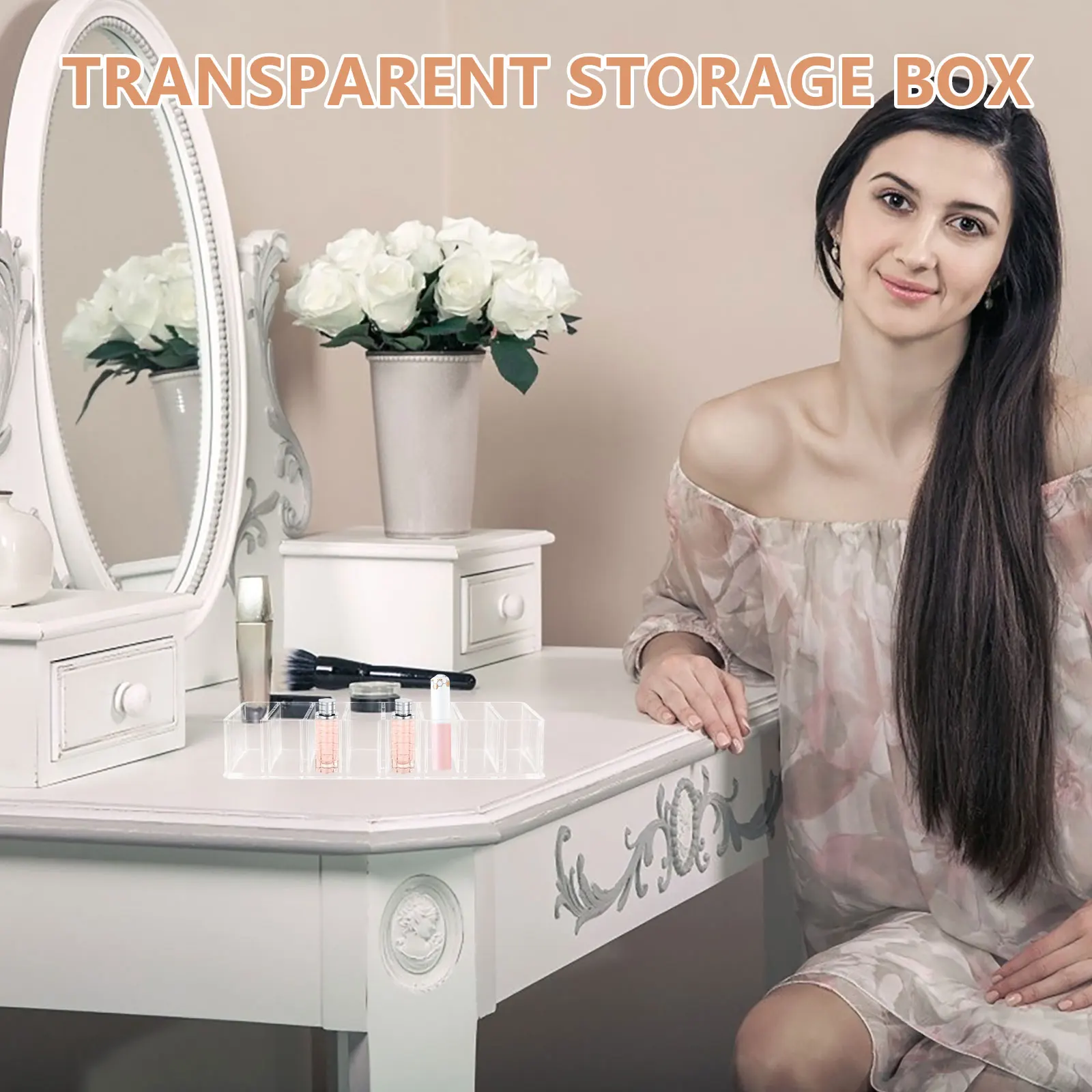 

2pcs Eyeshadow Palette Storage Transparent Plastic Makeup Container Vanity Holder Desktop Tidy Tool Organizer