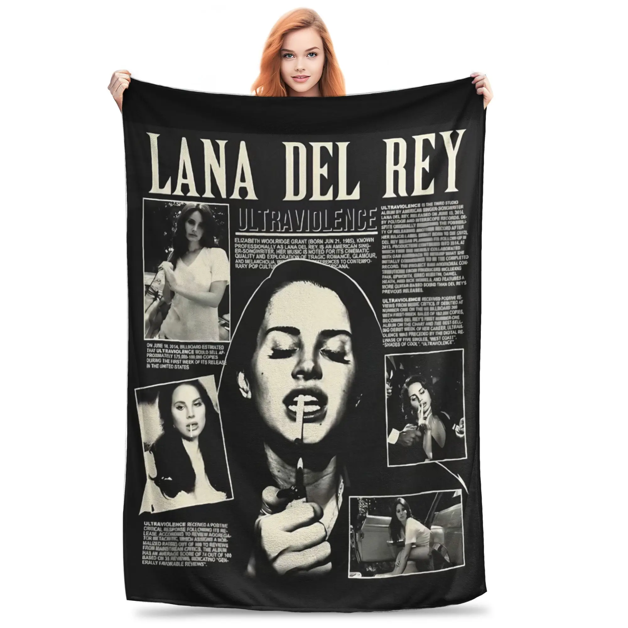 

Lana Del Rey Vintage Blanket Flannel Singer Lightweight Thin Throw Blanket for Home Couch Bedspread