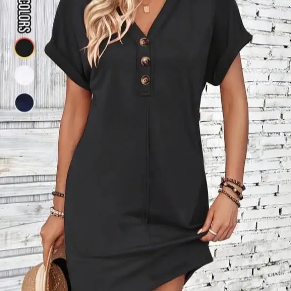 

Casual Button-Up Pure Color Women's Dr Basic Autumn Season Seven Sve ort Pants Set Comfortable Sportswear Ensemble