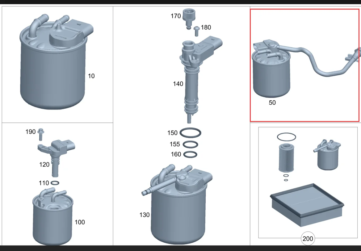 for Mercedes Benz Genuine Sprinter 2500 3500 Fuel Filter With Water Separator 5-PIN