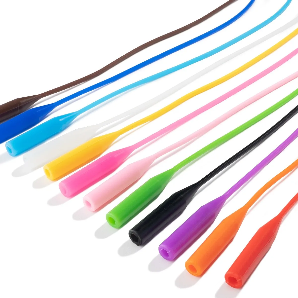 2/5 قطع من نظارات الرأس المستديرة المصنوعة من السيليكون مع سلسلة طويلة وسميكة، وحبل نظارات رياضي مضاد للسقوط ومضاد للخسارة #5