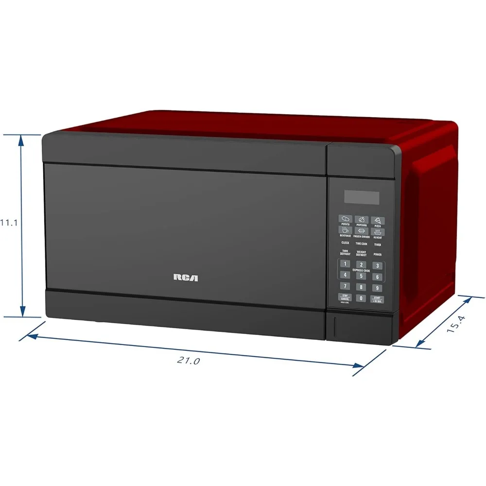 1.1 cu.ft. 1000W Microwave,Red,10 Power Levels,Glass Turntable,Child Lock Feature,Electronic Touchpad,21