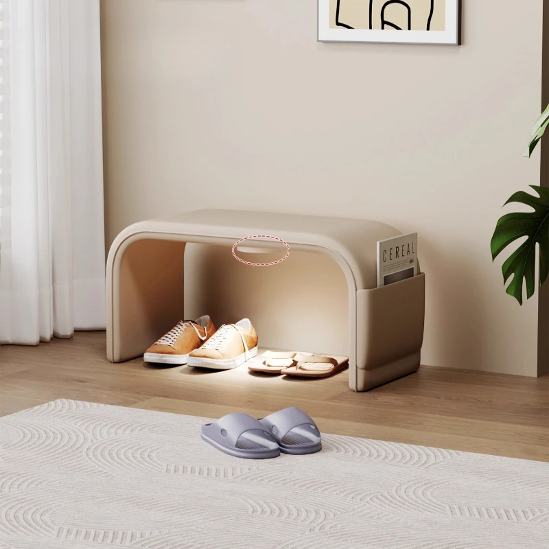 ‌ مسند قدم كريمي حديث، مقعد أحذية ناعم للممر، مقعد منجد مريح، لهجة منزلية راقية