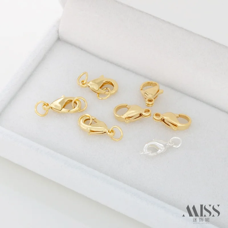 14K Gold Plated 18K Silver White K Lobster Spring Clasp, End Connector, DIY Bracelet Necklace Handmade Jewelry Accessories