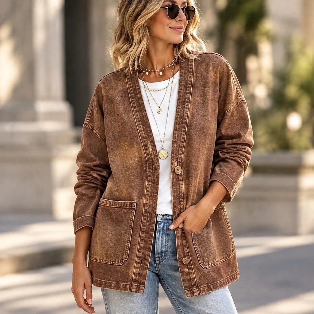 No Hood Casual Hat Loose Fit with Casual Style Half Open Neck Long Sleeve Regular Sleeve Long Length Cardigan for Women Autumn