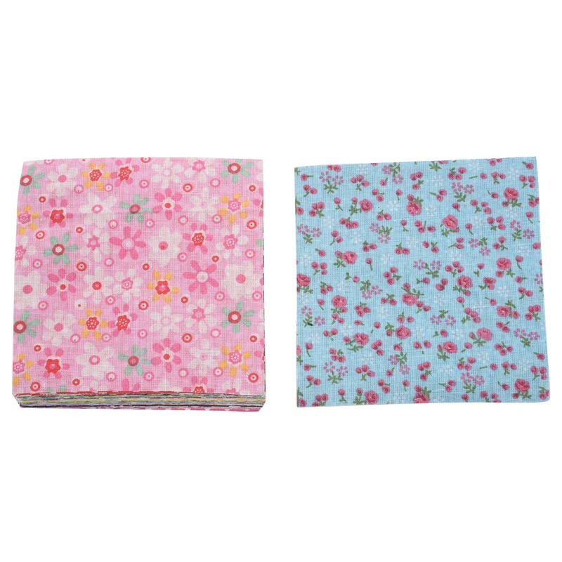 200Pcs 10X10cm Square Floral Cotton Fabric Patchwork Cloth For DIY Craft Sewing