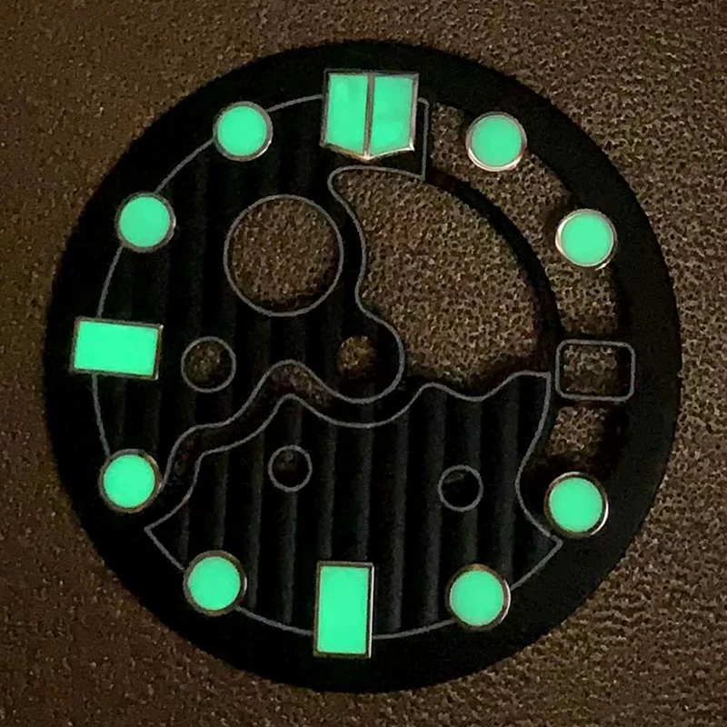 28.5mm No Logo Dial Hollow Out Design Green Luminous Dial New Diary Watch Dial for NH35/NH36/4R/7S Movement Modified Repair
