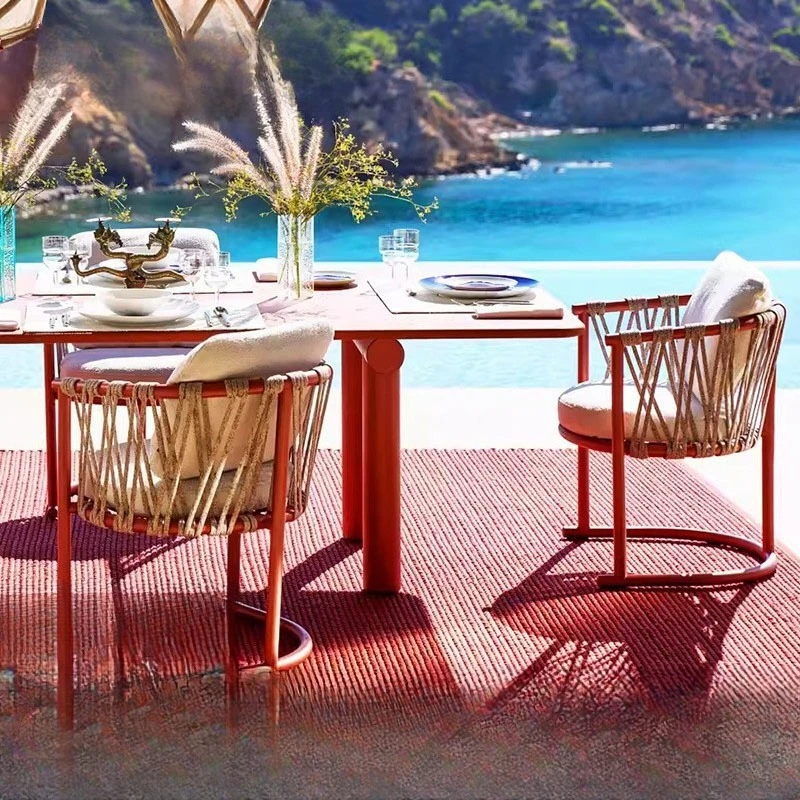 Mesas e cadeiras de vime ao ar livre pátio villa varanda ao ar livre cadeiras de lazer jardim ao ar livre à prova d'água e protetor solar