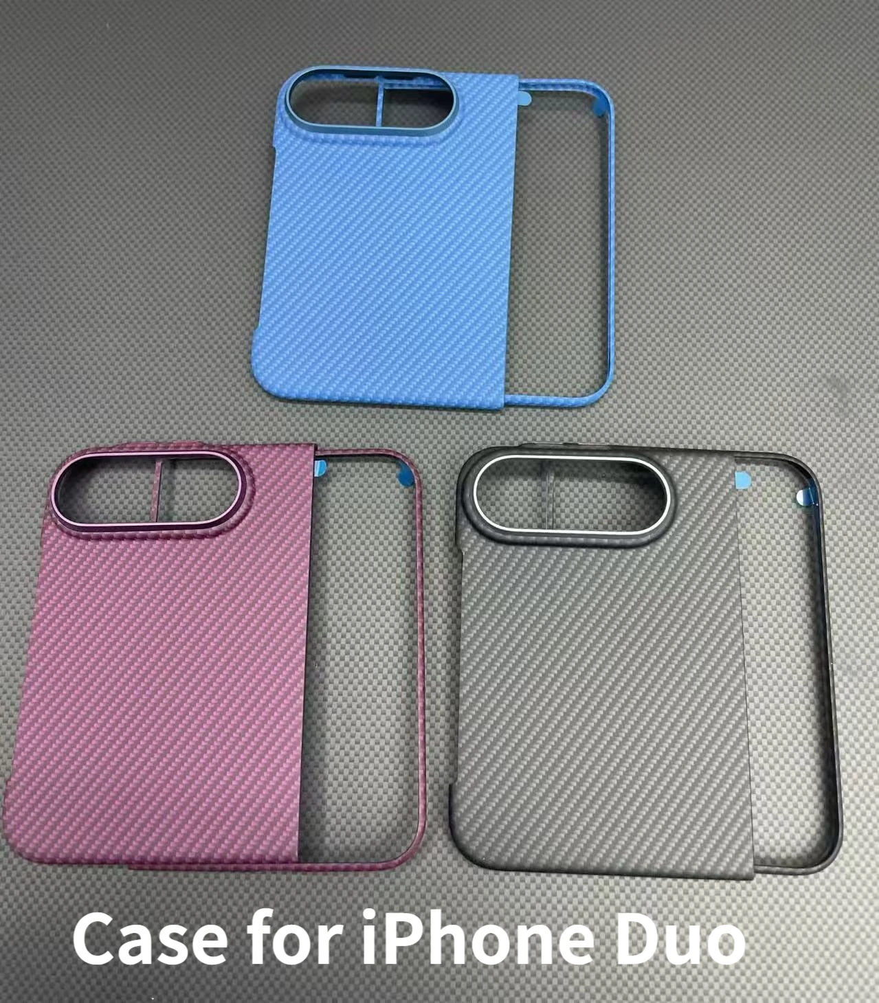 For iPhone 18 DUO Business Design Phone Case Carbon Fiber Texture Slim Shockproof Bumper Front Rear Cover for iPhone Duo