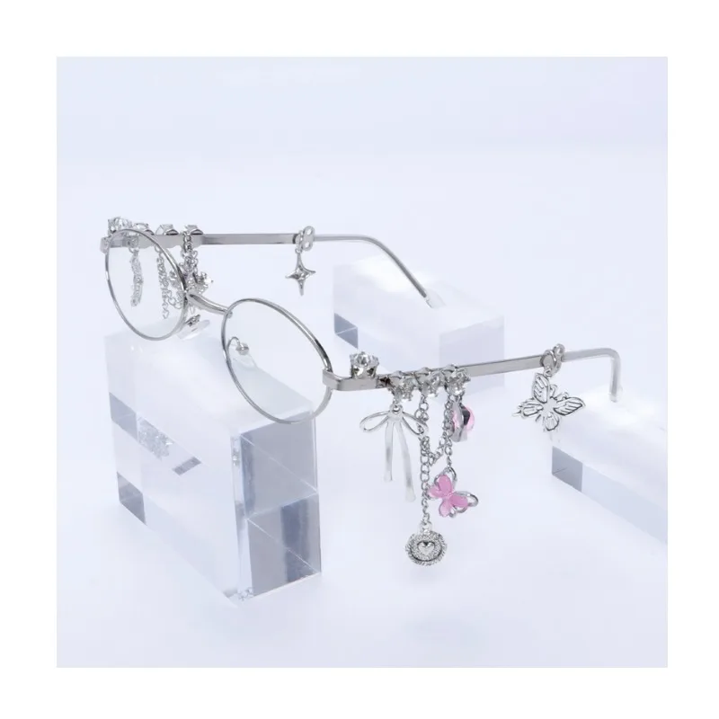 

fashion chic bold girl glasses frame star diamond eyeglasses frames small oval Japanese style anti-blue light protection glasses