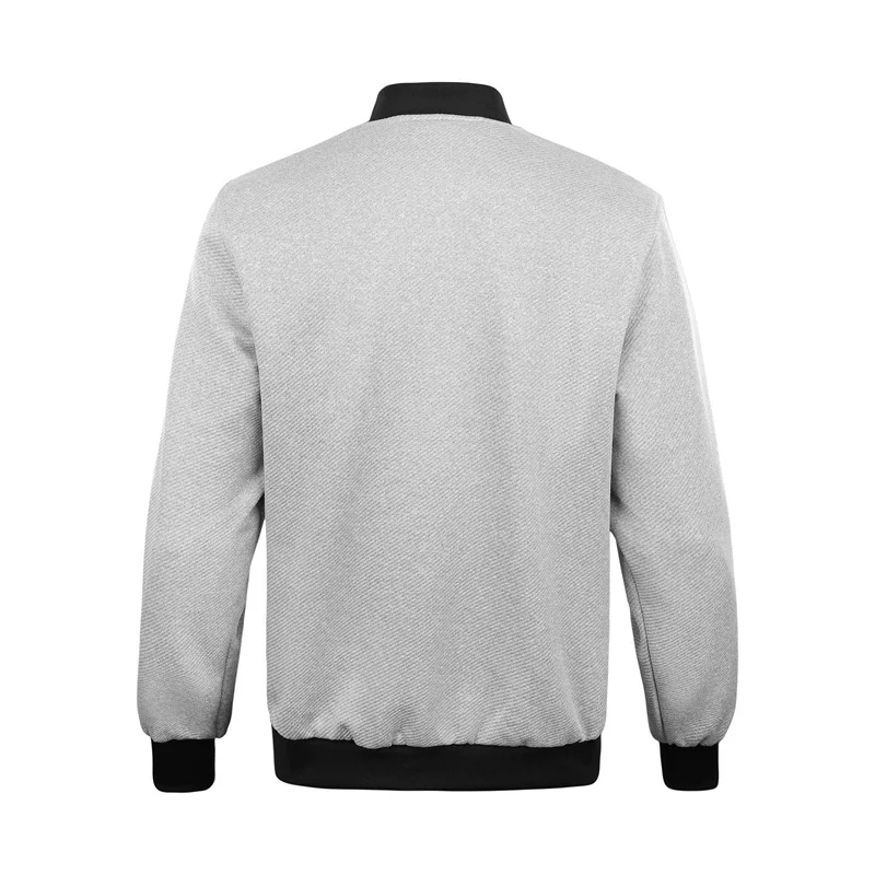 Simple Solid Grey Mens Jacket Casual Spring Autumn Zipper Long Sleeve Coat O-neck Slim Fit Men Sports Bomber Jackets With Pocket