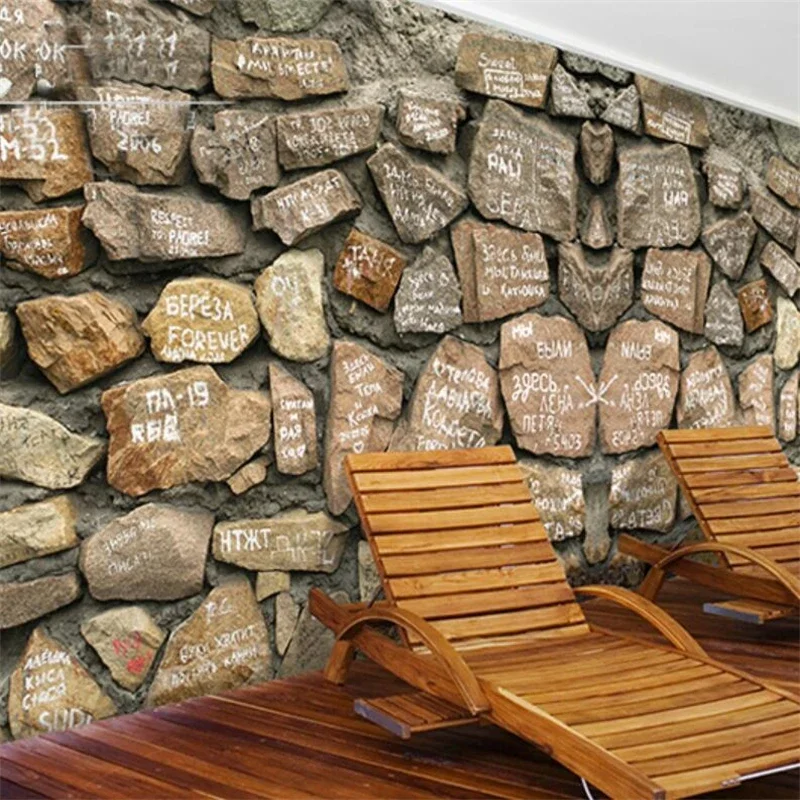 Custom Simulation cultural stone wallpaper for living room brick personality engineering coffee restaurant mural wall paper 3D