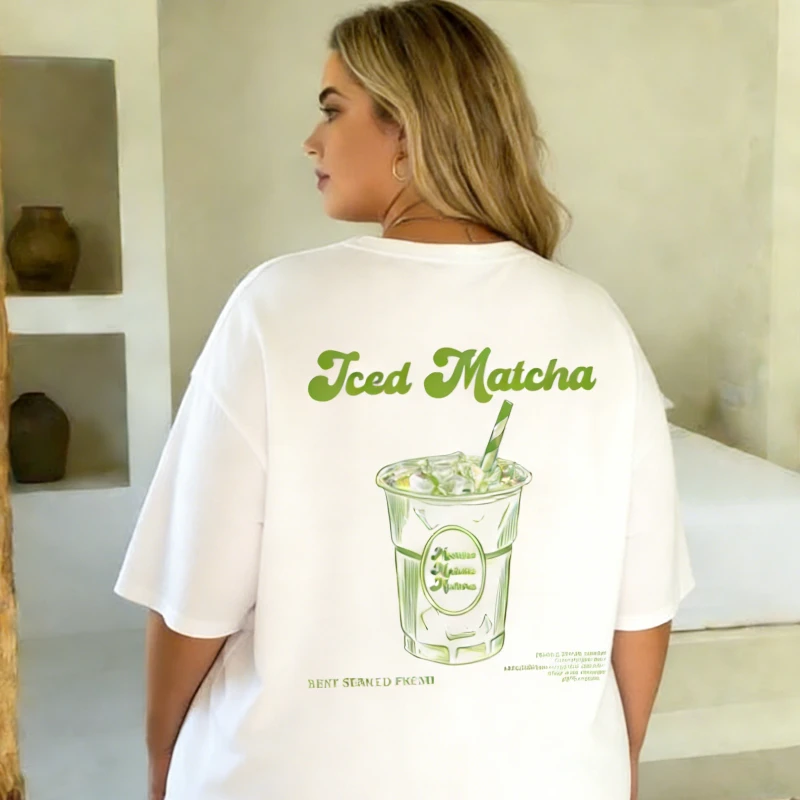 

Plus Size Women T-shirt Retro Aesthetic Iced Matcha T-Shirts Streetwear Graphic Tees Unisex Clothing Cute Matcha Lover T Shirt