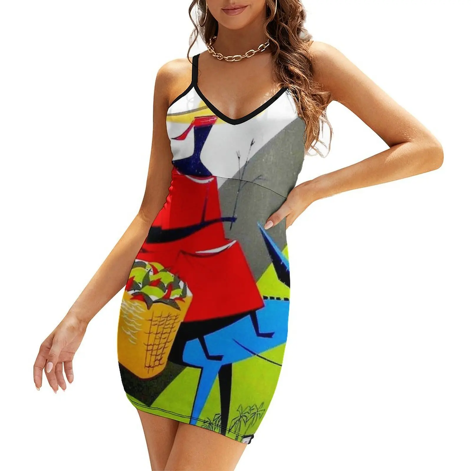 

HAITI : Vintage The Citadelle Travel Advertising Print Sling Dress party dress women elegant luxury Dance dresses