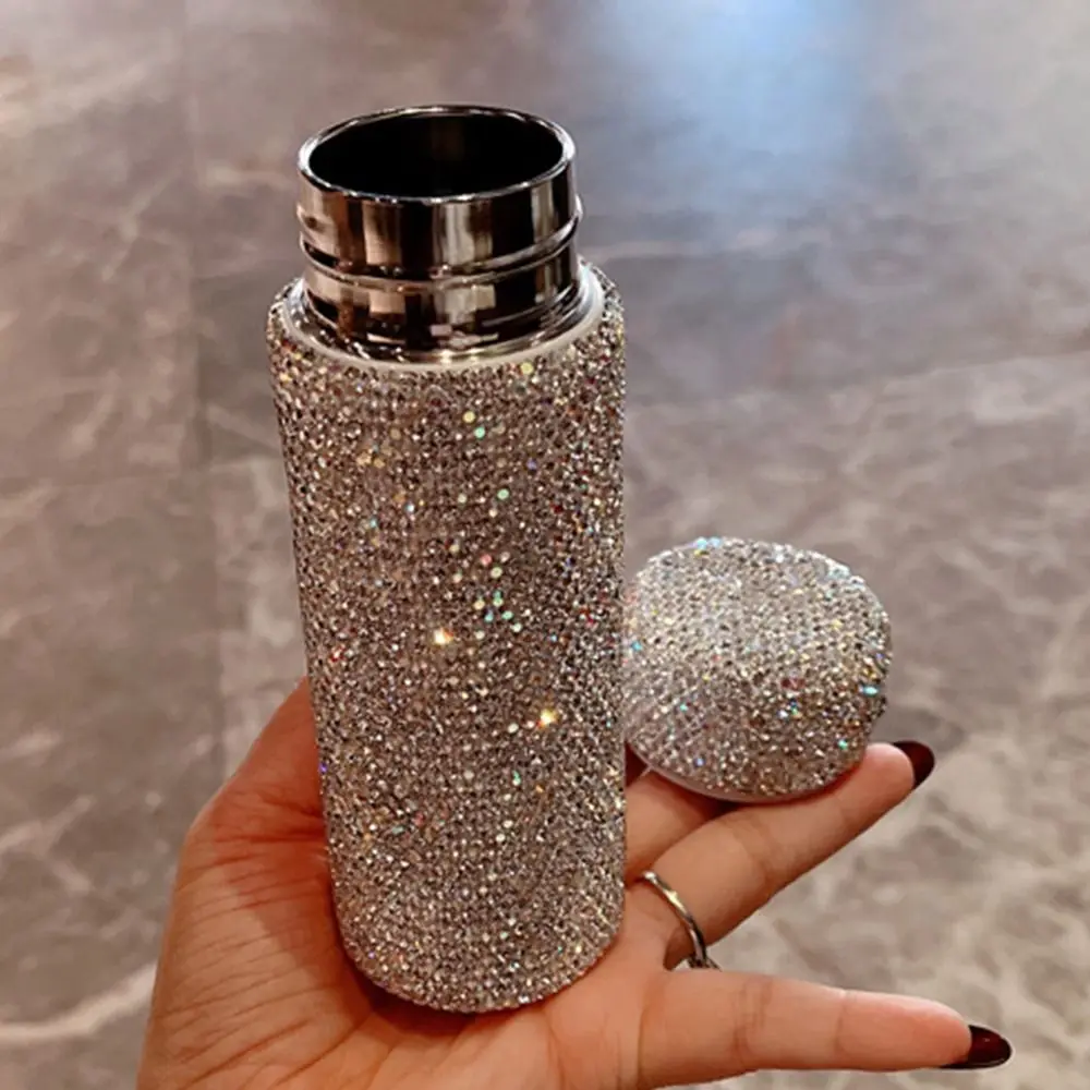 Creative Diamond Water Bottle 150ml Portable Diamond-encrusted Mug Stainless Steel Shiny Rhinestone Refillable Water Bottle