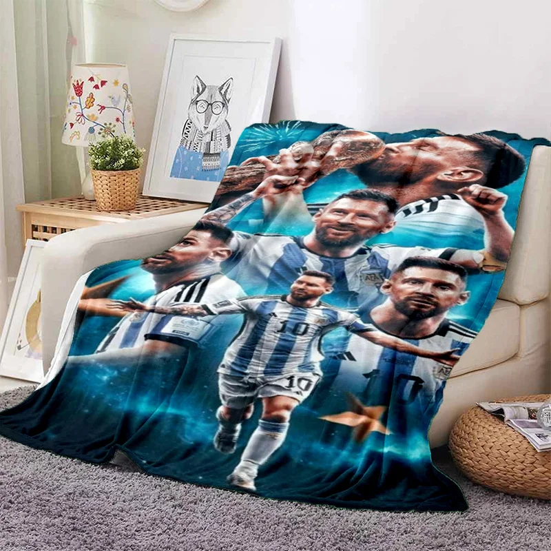 Champions League Ballon d'Or Lionel M-Messi Argentine Footballer Throw Blanket with Flannel Printing for Football Fans blanket