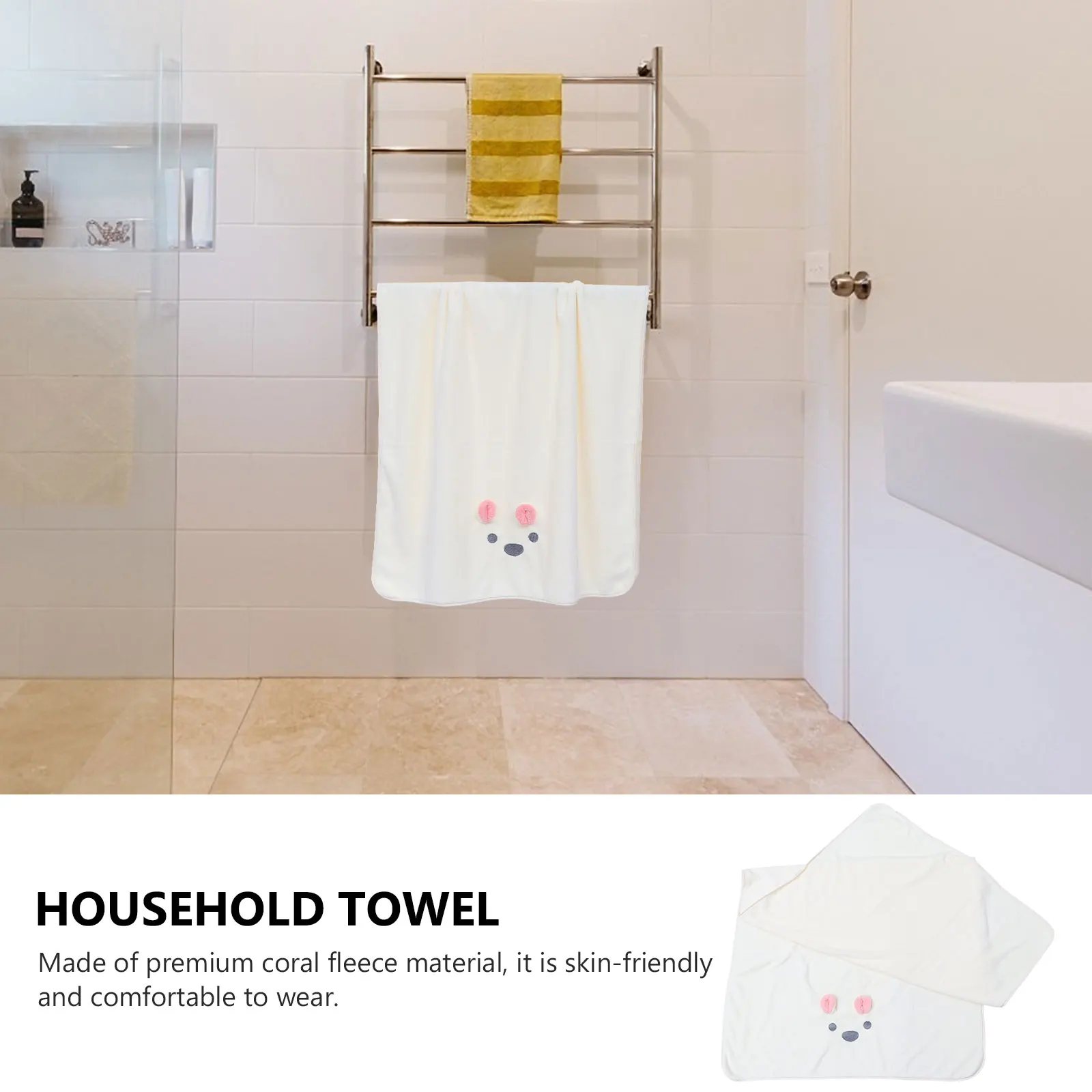 

Oversized Water-absorbing Bath Towel Large Towels Extra Animal Beige Coral Fleece Body Kids