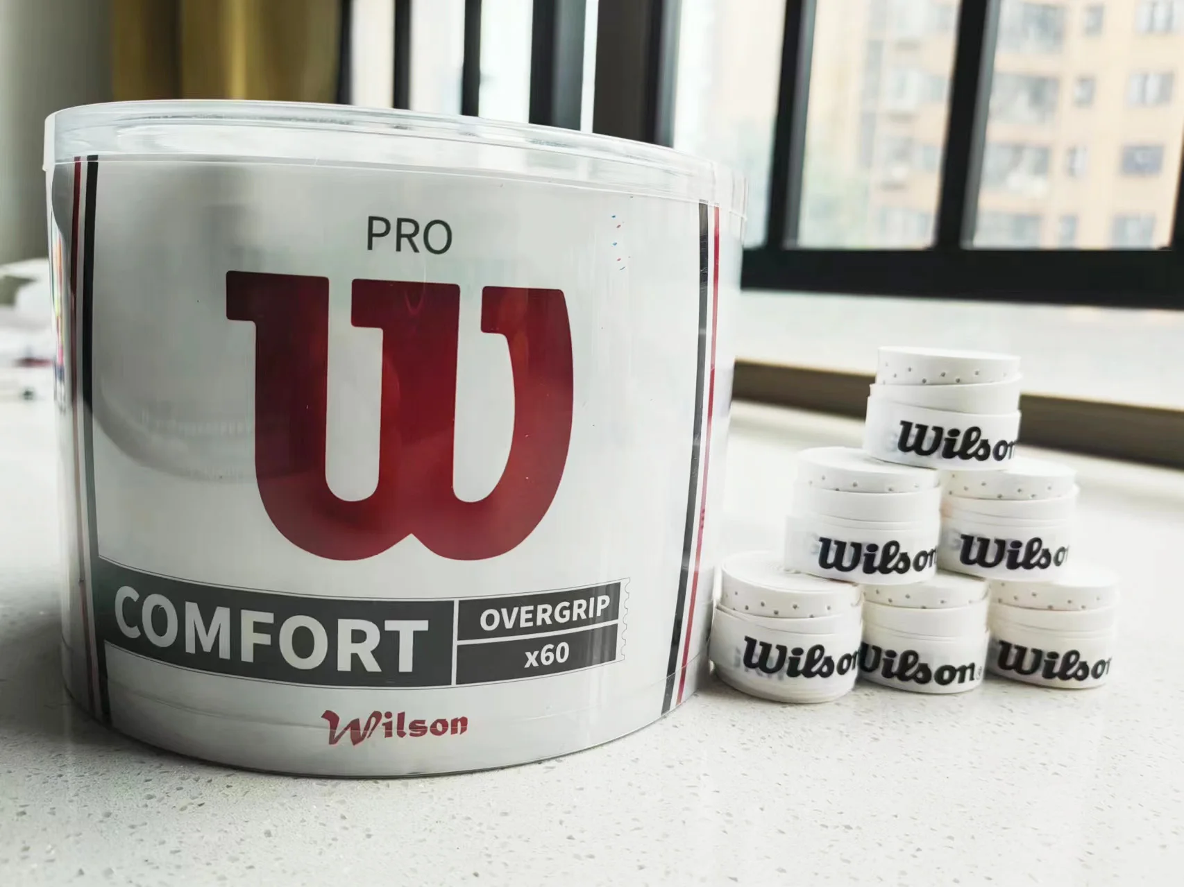 Wilson สายรัดมือกันลื่น, สายพานไม้เทนนิสเทปกันลื่นด้ามจับด้ามจับทำจาก PU 15/30/60ชิ้น