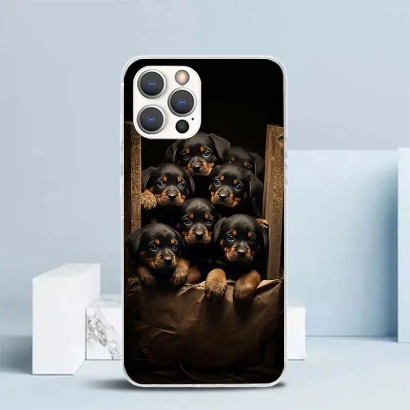 Rottweiler Dog Rottie Soft Cover for iPhone 15 14 13 12 Mini 11 Pro Max Print Phone Case X XS XR 7 Plus 8 + SE Pattern Coque