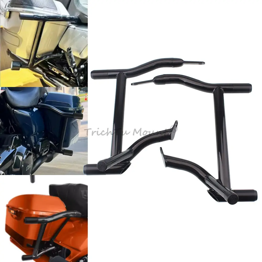 High-Quality Steel Saddlebag Crash Bars Gloss Black Finish Protects Saddlebags for Harley Touring 2009+ FLHP/FLHRC/FLHTP Models